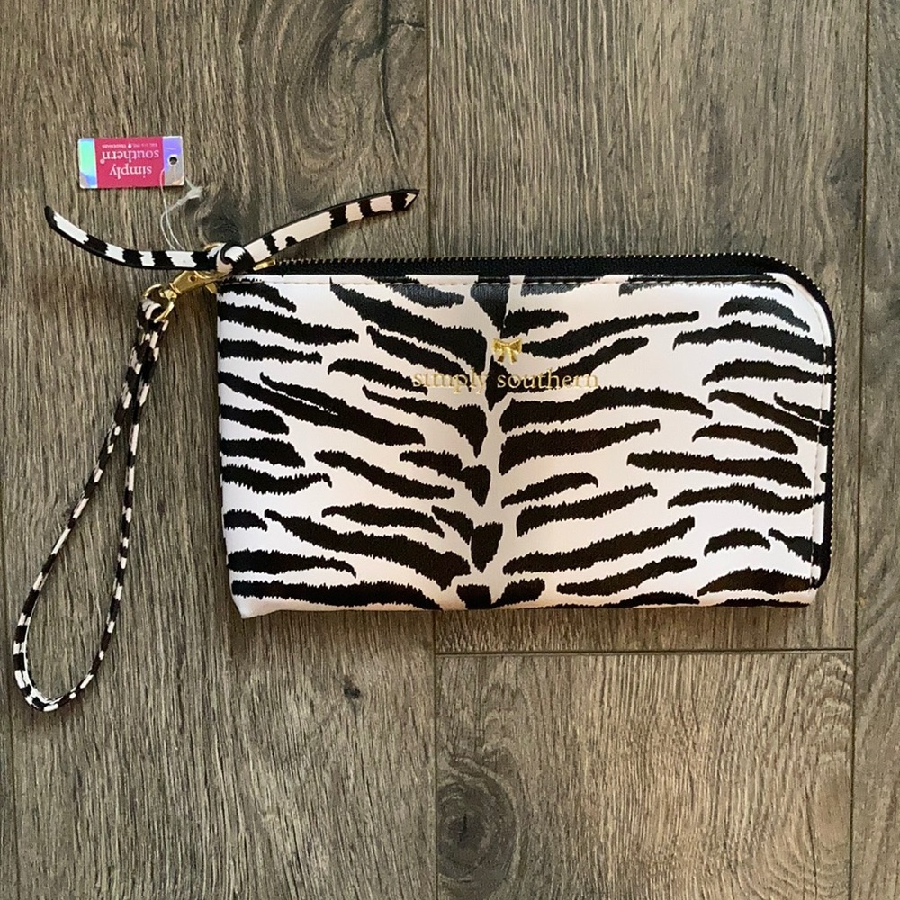 Simply Southern wristlet zebra print leather